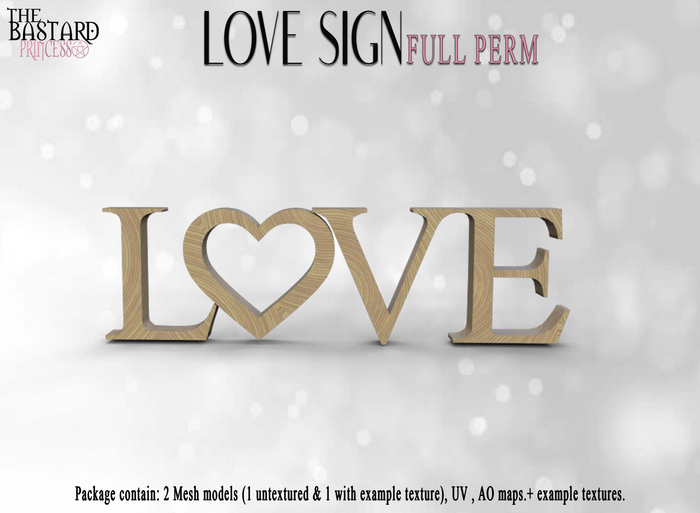Second Life Marketplace - The Bastard Princess - Love Sign 2 Full Perm