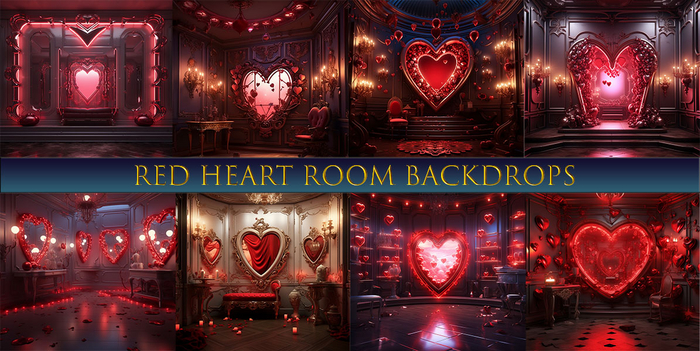 SATO - Red heart Room Blogger Backdrop Textures
