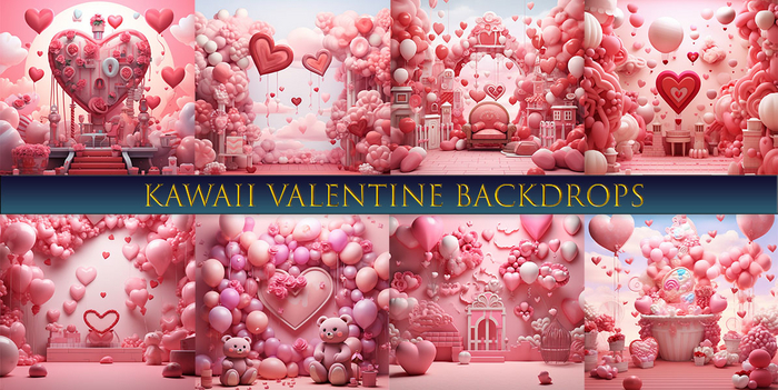 SATO - Kawaii Valentine Blogger backdrop textures