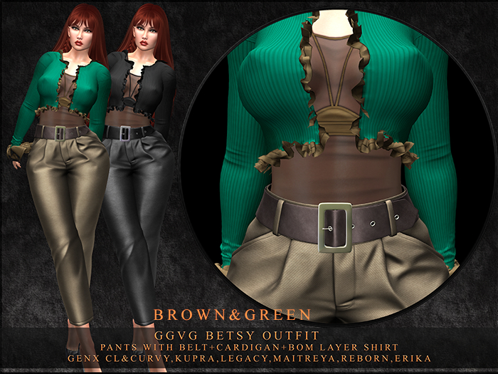 GGVG BETSY OUTFIT BROWNY&GREEN