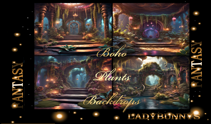 Fantasy Background Textures-Boho Plants Backdrops Full Perm