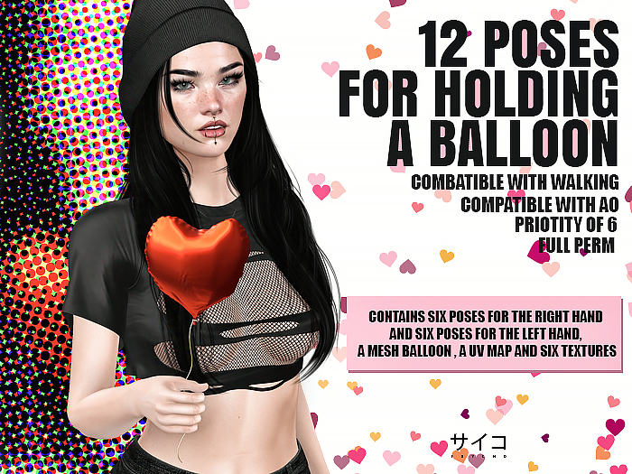 PSYCHO - 12 poses for holding a balloon + MESH - FULL PERM