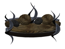 Gothic sofa - black metal with tigerskin cushions - great for goth style homes :)