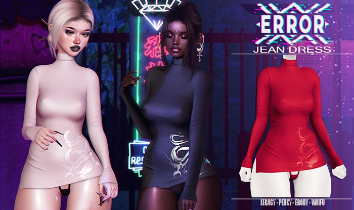 #error - jean dress - red