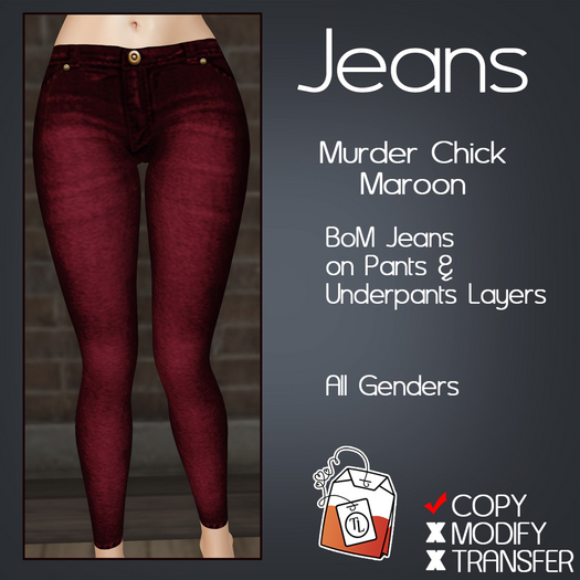 ~TL~ Murder Chick Maroon BoM Skinny Jeans