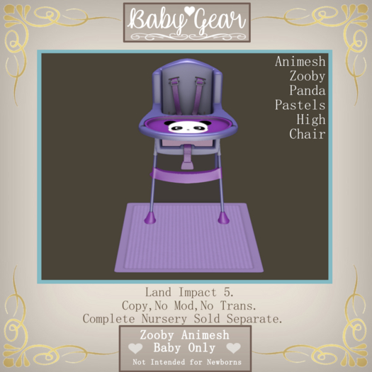 Animesh Zooby Panda Pastels High Chair (Boxed)