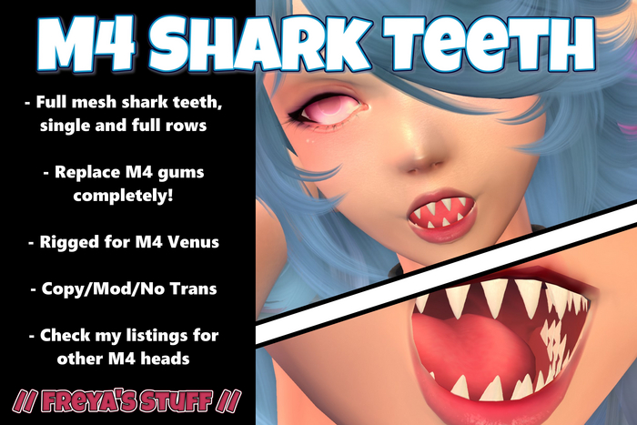 // FREYA'S STUFF // M4 Shark Teeth Venus // Rigged Mesh Monster Chomper Teeth