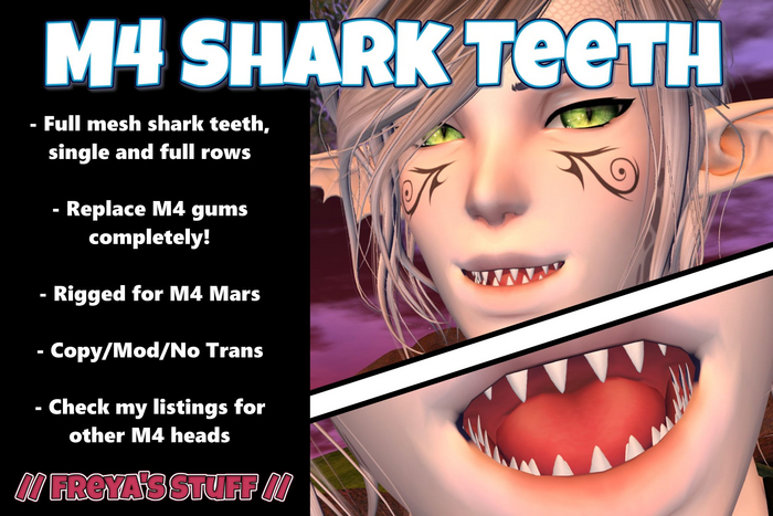// FREYA'S STUFF // M4 Shark Teeth Mars // Rigged Mesh Monster Chomper Teeth