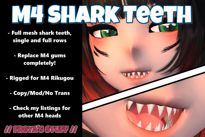 // FREYA'S STUFF // M4 Shark Teeth Rikugou // Rigged Mesh Monster Chomper Teeth