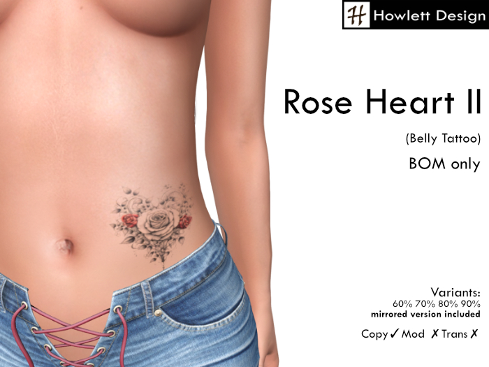 [HDesign] Rose Heart II (Belly Tattoo)