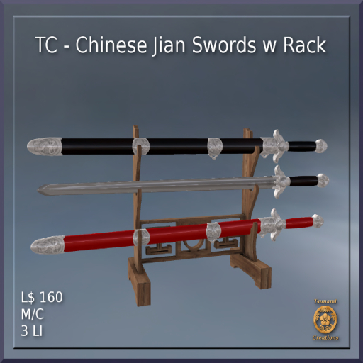 Chinese Jian Swords w Rack