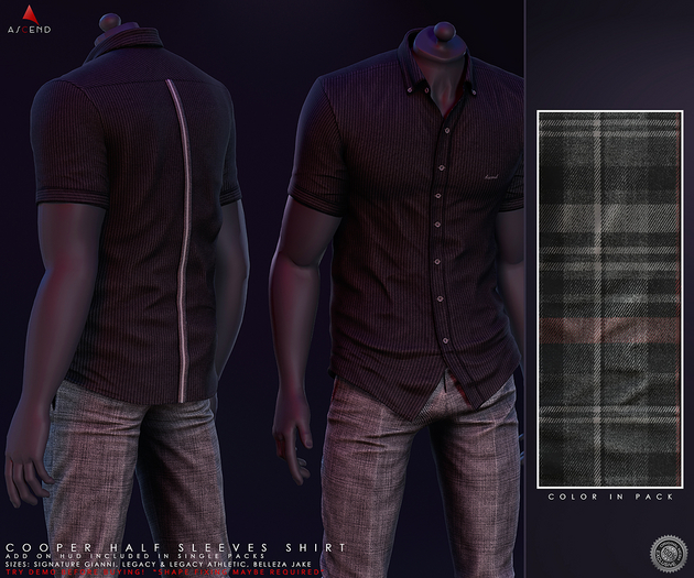 //Ascend// Cooper Half Sleeves Shirt - Madras 2