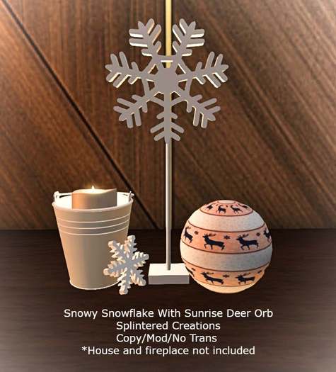 Snowy Snowflake With Sunrise Deer Orb