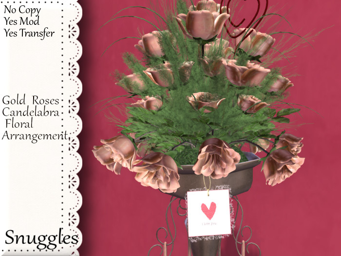 Gold  Roses Candelabra Floral Arrangement