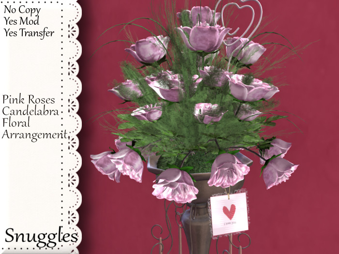 Pink Roses Candelabra Floral Arrangement