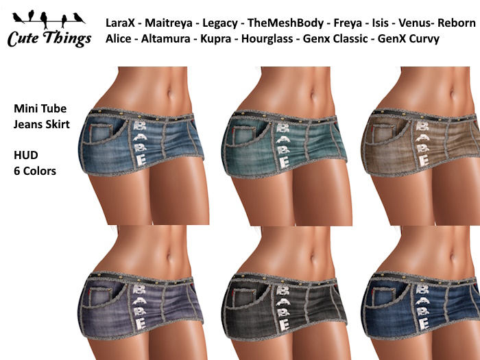 [CT] Mini Jeans Tube Skirt - LaraX - Maitreya - GenX Classic/Curvy - Legacy - Reborn - Alice - Altamura - Kupra  DEMO