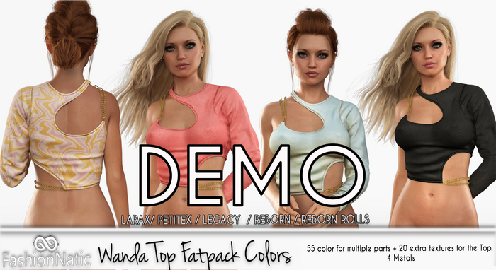 Demo Top Wanda Fatpack Colors - LaraX, PetiteX, Legacy, Reborn, Rolls FashionNatic