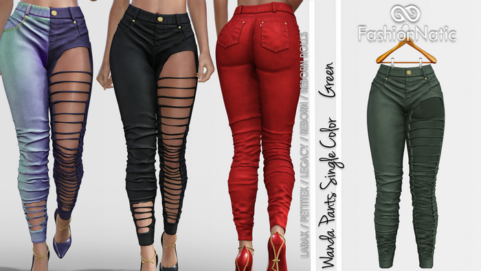 Green Pants Ripped Wanda - LaraX, PetiteX, Legacy, Reborn, Rolls FashionNatic