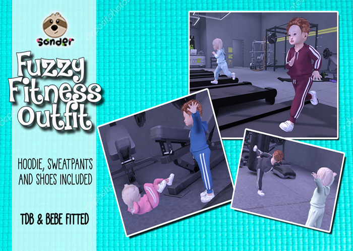 {-sonder-} Fuzzy Fitness Coal Outfit -  (ADD)