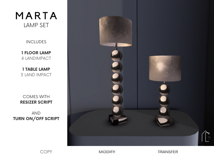 B - MARTA Lamp Set - Silver