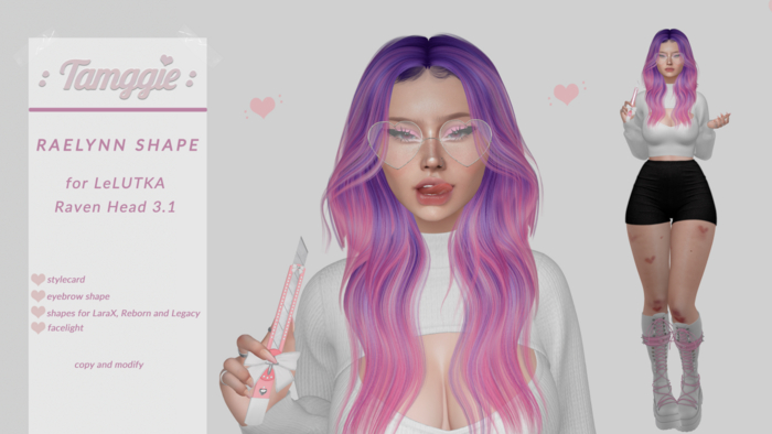 : Tamggie : - Raelynn Shape for Lelutka Raven 3.1