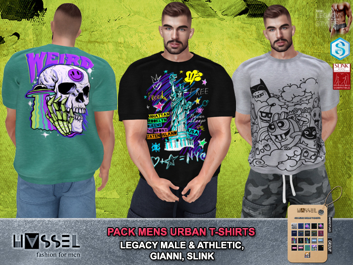 (HASSEL) PACK MEN'S URBAN SHORT-SLEEVED T-SHIRTS LEGACY MALE & ATHLETIC, SIGNATURE GIANNI, SLINK 432 