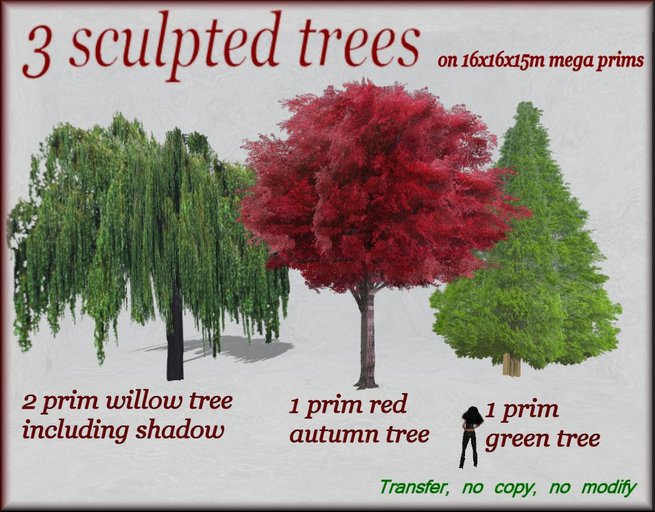 Pack of 3 sculpty trees 16x16x15 