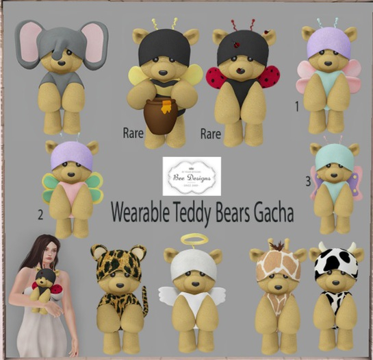 GACHA RARE - Bee Designs Teddy Bears Gacha -Ladybug RARE
