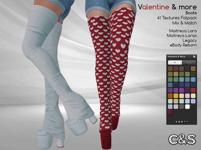 PROMO - C&S Valentine & More Boots for Maitreya, Legacy and eBody. 41 Text.