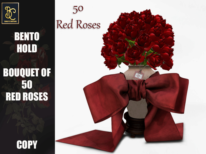 BMC5303  - GORGEOUS BOUQUET OF 50 ROSES - TOUCH FOR A SINGLE RED ROSE