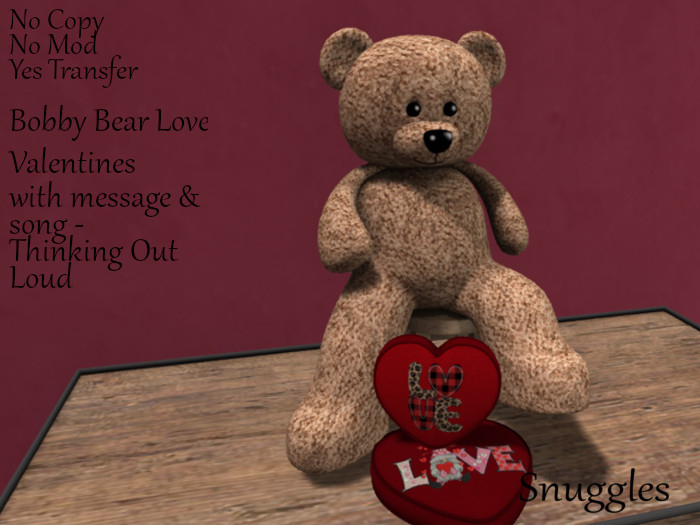 Bobby Bear Love Valentines  message & Song By Snuggles Boxed