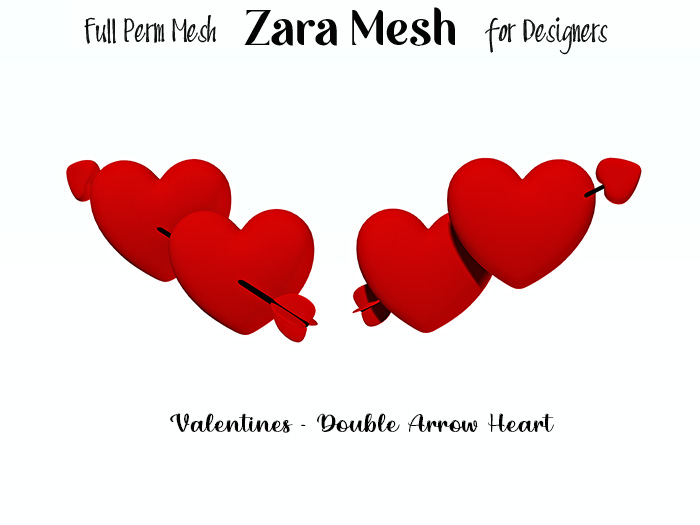ZM - Valentines - Double Arrow Heart TintableFULL PERM MESH