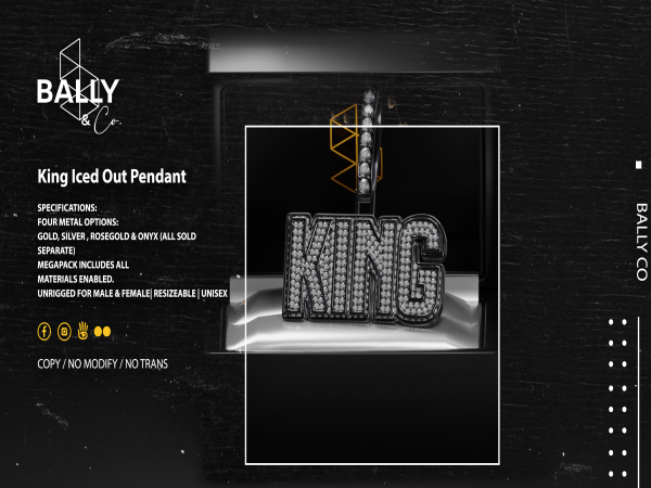'BALLY' King Iced Pendant Gold