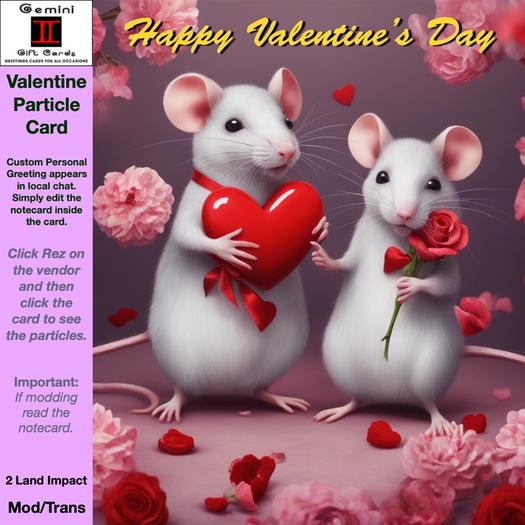 Valentine Hearts Mice Particle Card BOXED