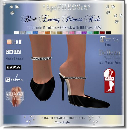 Black Evening Princess  Heels