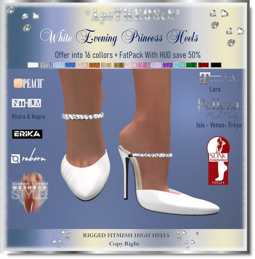 White Evening Princess  Heels