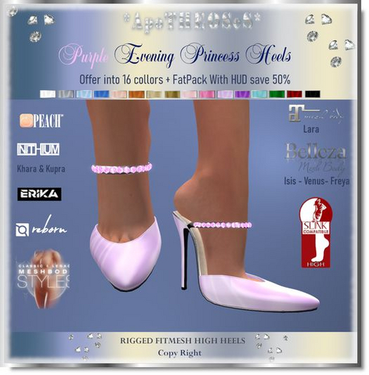 Purple Evening Princess  Heels
