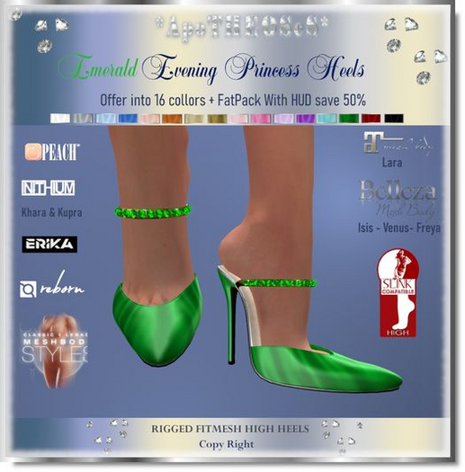 Emerald Evening Princess  Heels