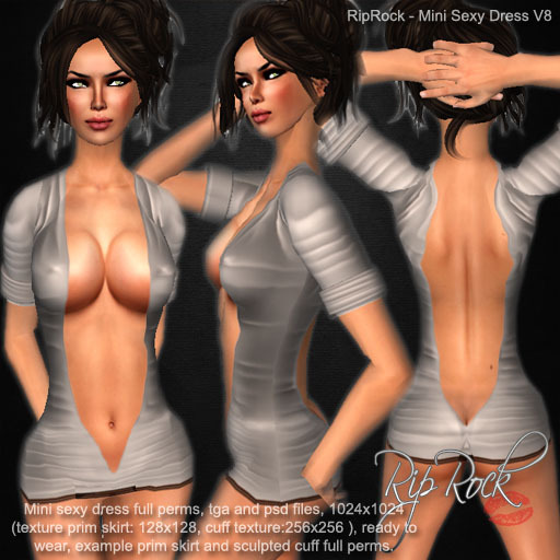 RipRock - Mini Sexy Dress V8, full perms, tga, psd files and sculpted cuff.