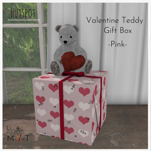 Valentine Teddy Gift Box - Pink (TRANSFER)