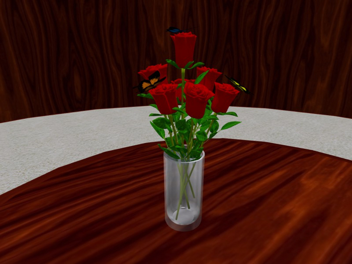 TM Vase of Red Roses with Butterflies - Animated