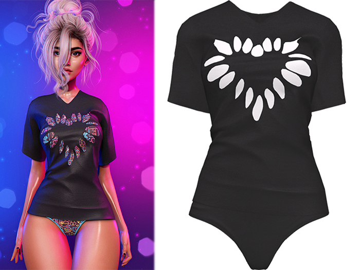 Valentina Heart Cut Out Shirt 2.0 [Black] - Maitreya Lara + LaraX • Petite + PetiteX • Legacy • Reborn