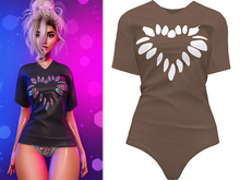 Valentina Heart Cut Out Shirt 2.0 [Brown] - Maitreya Lara + LaraX • Petite + PetiteX • Legacy • Reborn