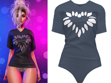 Valentina Heart Cut Out Shirt 2.0 [Navy] - Maitreya Lara + LaraX • Petite + PetiteX • Legacy • Reborn