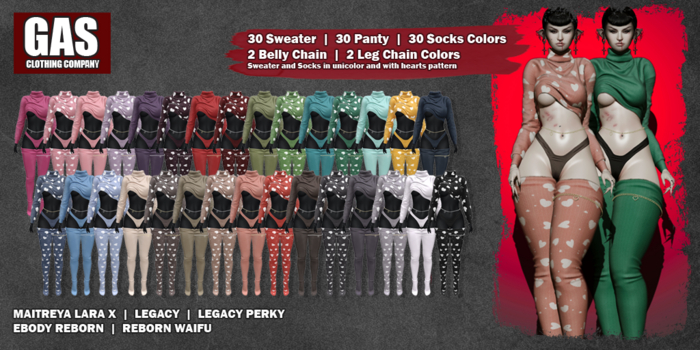 GAS [Sweater + Panty + Socks Set Aimee - 30 Colors FATPACK]