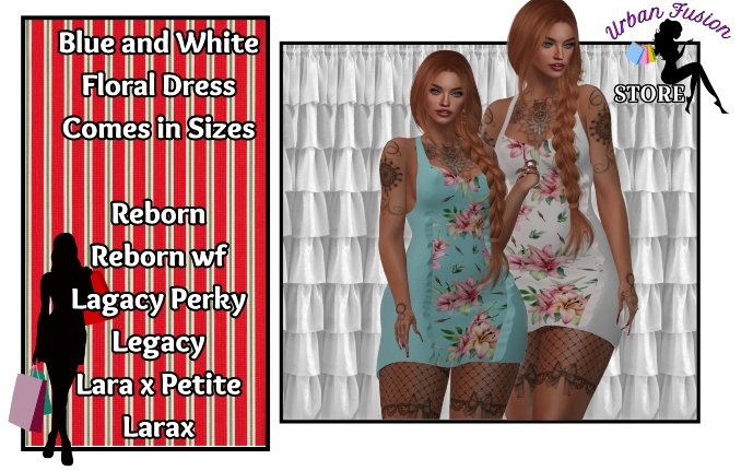 BLUE AND WHITE FLORAL DRESS BOXED
