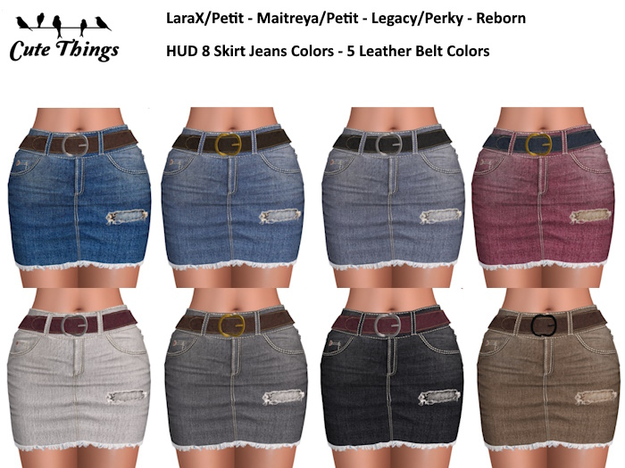[CT] Mini Belted Jeans Skirt - HUDx8 - Larax - Maitreya - Legacy - Reborn