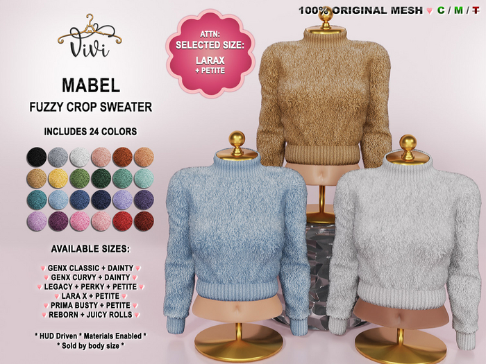 { ViVi } Mabel - Fuzzy Crop Sweater - LaraX
