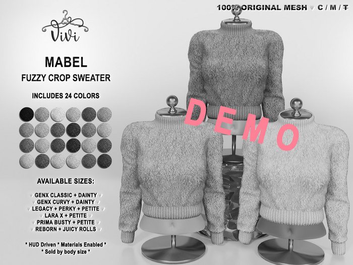 { ViVi } Mabel - Fuzzy Crop Sweater - DEMO