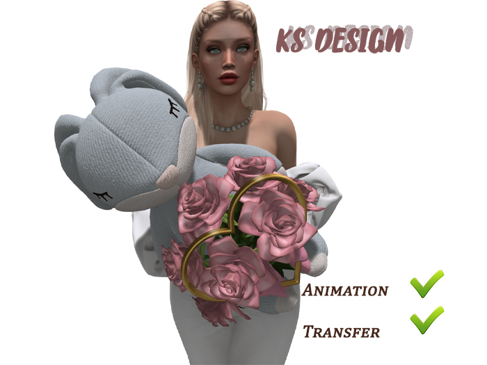 KS Design: Rabbit with a bouquet of roses and a heart #2